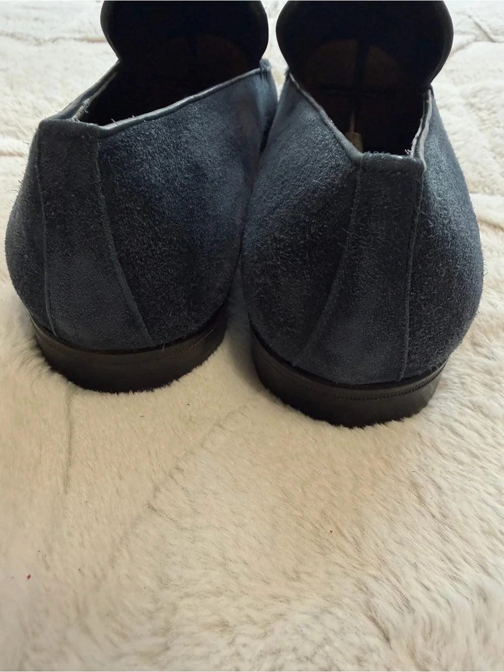 $850 Ferragamo Men's Navy Blue Suede Slip-On Loafers 8.5 D